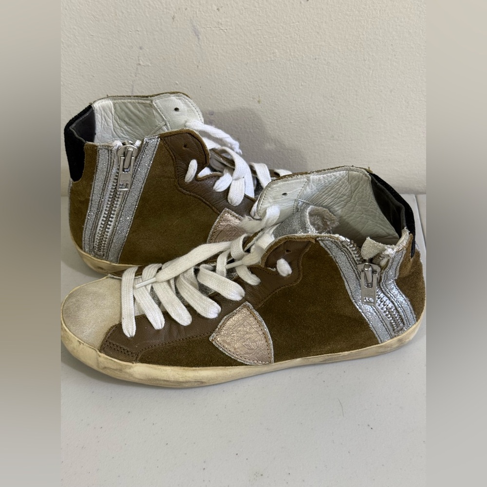 Philippe Model White and Brown High-Top Sneakers - Picture 12 of 13